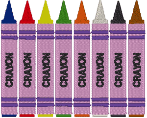 Standing Crayons Embroidery Design
