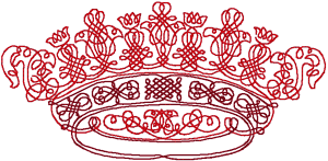 Redwork Calligraphy Crown Embroidery Design