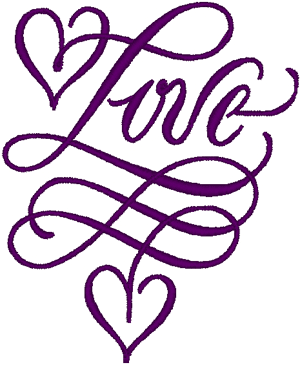 Love Calligraphy Style Embroidery Design