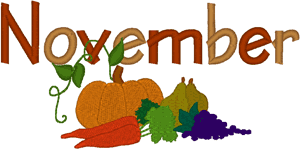 Illustrated MOY: November Embroidery Design