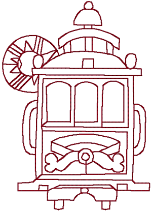 Redwork Trolley Embroidery Design