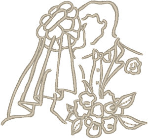 Wedding Couple Outline Embroidery Design