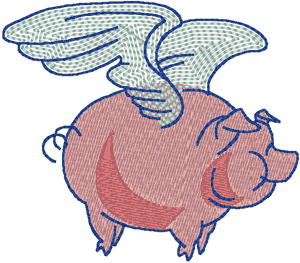 Flying Pig Embroidery Design