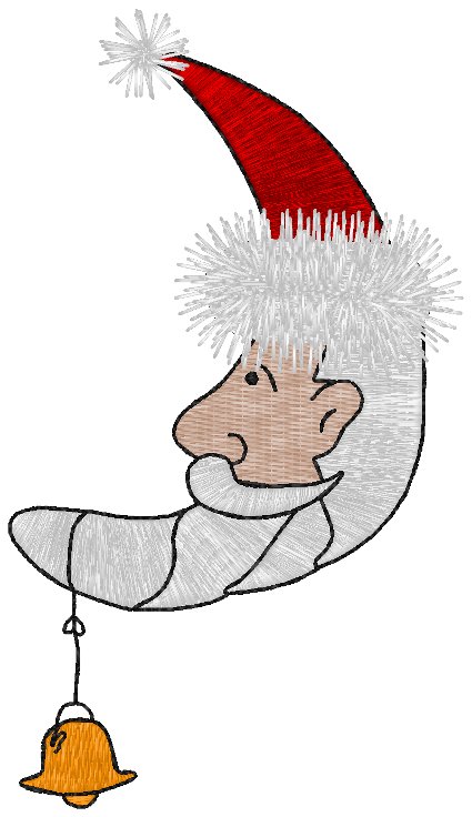 Santa Moon Embroidery Design