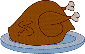 Roasted Turkey Embroidery Design