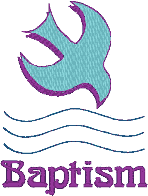 Baptism Dove & Water Embroidery Design