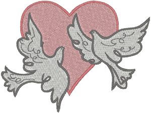 Doves & Heart Embroidery Design
