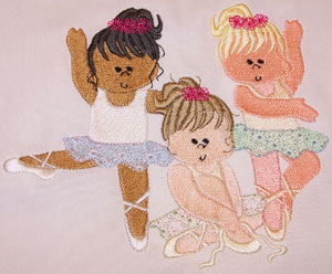 3 Darling Ballerinas Embroidery Design