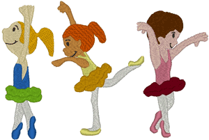 3 Little Ballerinas Practising Embroidery Design