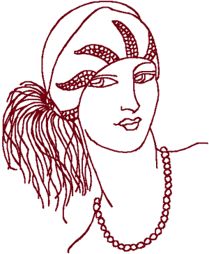 Redwork Flapper #1 Embroidery Design