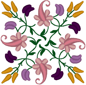Pretty Floral Design Element Embroidery Design
