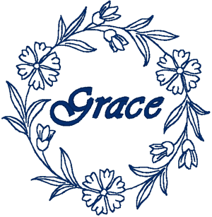 Grace Redwork Wreath Embroidery Design