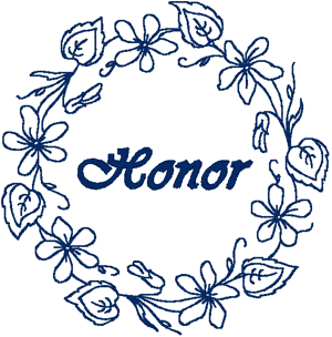 Honor Redwork Wreath Embroidery Design