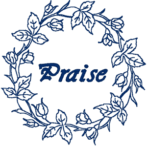 Praise Redwork Wreath Embroidery Design