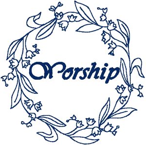 Worship Redwork Wreath Embroidery Design