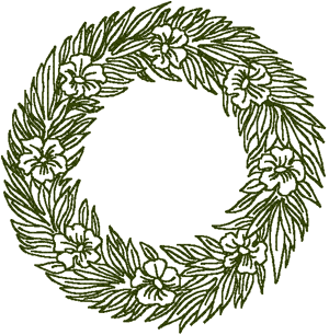 Redwork Foliage & Flower Wreath Embroidery Design