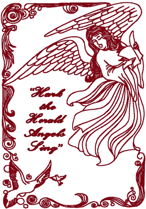 Redwork Hark the Herald Angels Sing Embroidery Design