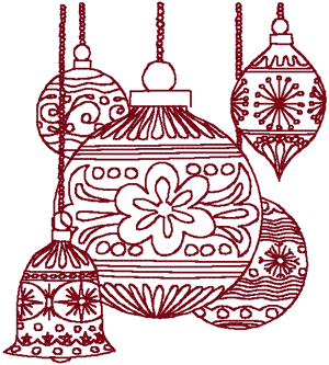 Redwork Christmas Ornaments #2 Embroidery Design