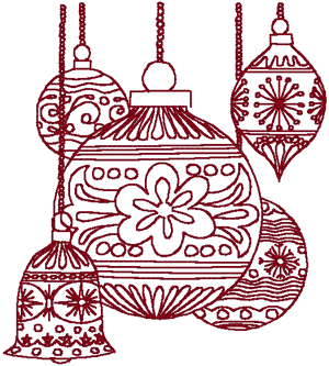 Redwork Christmas Ornaments 2 Embroidery Design Redwork Christmas Ornaments 2 Embroidery Design