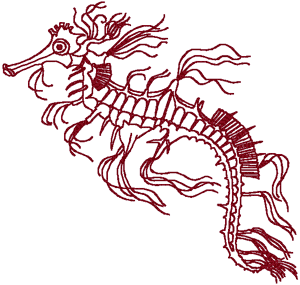 Redwork Sea Dragon Embroidery Design