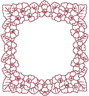 Redwork Square Floral Frame #2 Embroidery Design