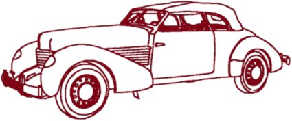 Redwork Classic Automobile: 1936 Cord 810 Convertible Embroidery Design