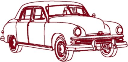 Redwork Classic Automobile: 1950 Lincoln 4 Door Sedan Embroidery Design