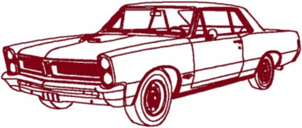 Redwork Classic Automobile: Pontiac GTO 2 Door Embroidery Design