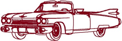Redwork Classic Automobile: 1959 Cadillac Eldorado Embroidery Design