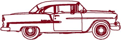 Redwork Classic Automobile: 1955 Chevy Belair Sport Coupe Embroidery Design