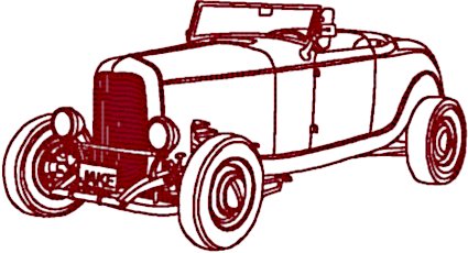Redwork Classic Automobile: 1932 Ford Hot Rod Embroidery Design
