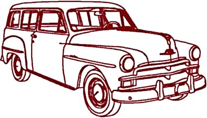 Redwork Classic Automobile: 1950 Plymouth Suburban Embroidery Design