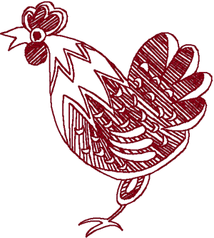 Redwork Ornamental Chicken Embroidery Design