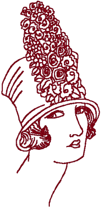 Redwork Flapper #19 Embroidery Design