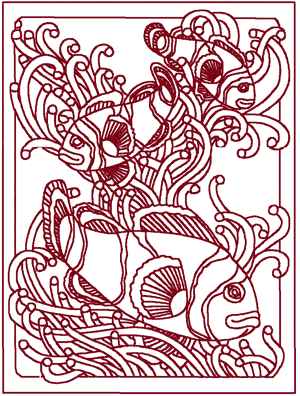 Redwork Clown Fish Embroidery Design