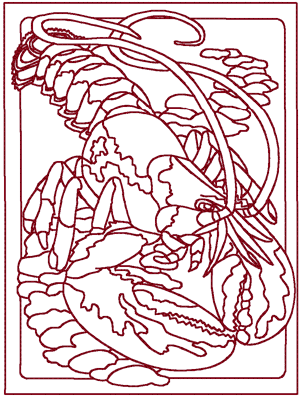 Redwork Lobster #2 Embroidery Design