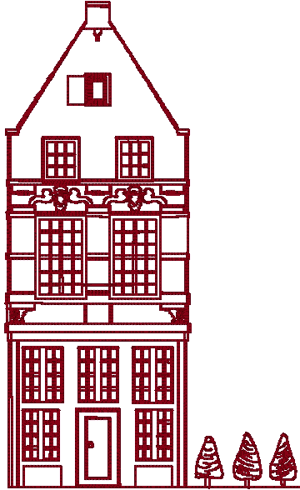 Redwork Victorian Townhouse #3 Embroidery Design