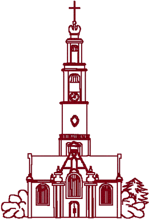 Redwork Victorian Village Church Embroidery Design