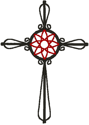 Ornate Scroll Cross Embroidery Design