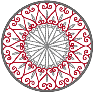 Scrolled Hearts Circle Embroidery Design