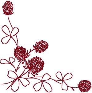 Redwork Clover Corner Embroidery Design