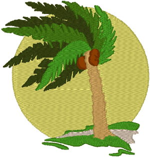Island Palm Embroidery Design