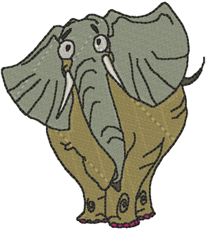 Big-Eyed Elephant Embroidery Design