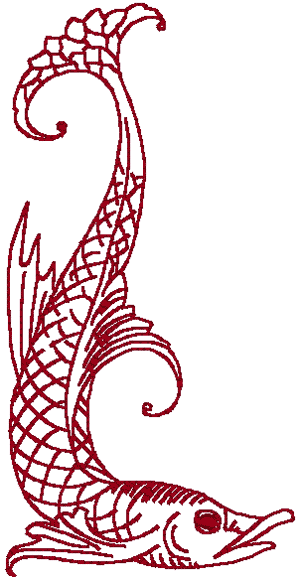 Machine Embroidery Design: Redwork Asian Fish #3