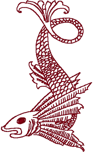 Redwork Asian Fish #4 Embroidery Design