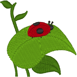 Tiny Ladybug on a Leaf Embroidery Design