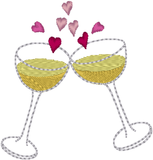 Champagne Hearts Toast Embroidery Design