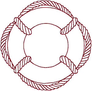 Redwork Life Preserver Embroidery Design