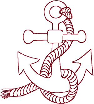Redwork Rope & Anchor Embroidery Design