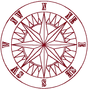 Redwork Compass Rose Embroidery Design